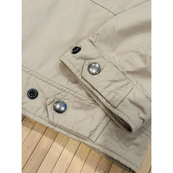 Polo Ralph Lauren Jacket Coat Men’s Size XL XLarge Beige Hidden Hood Zip Pockets